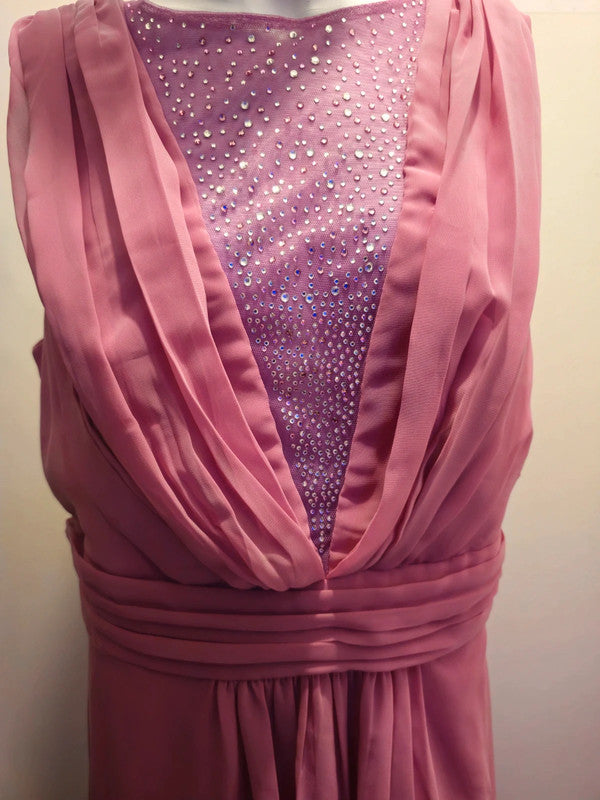 Robe longue rose de soirée
