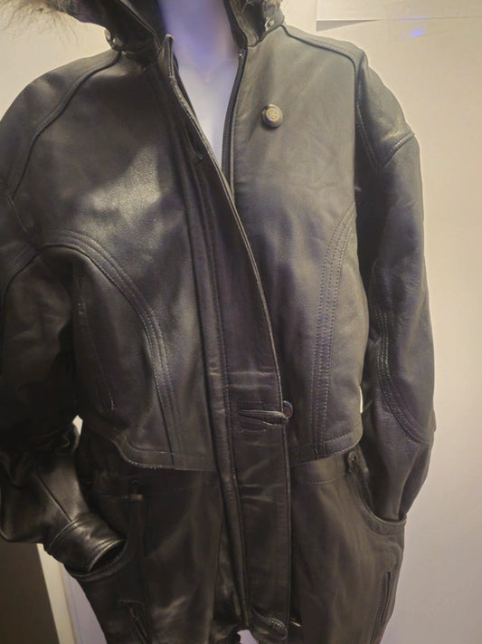 Manteau noir simili cuire