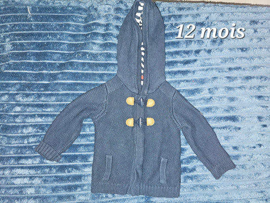 Gilet bleu marine à capuche
